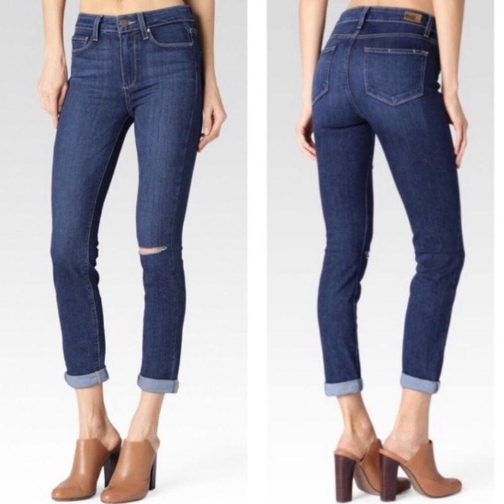 PAIGE Hoxton High Rise Crop Roll Up Jeans 25 – Dark Wash Skinny
